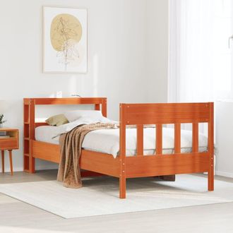 Berkfield Home Bed Frame without Mattress Wax Brown 75x190 cm Small Single Solid Wood Pine