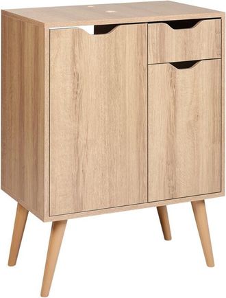 Beliani Beliani - Mueble Para Lavabo 60 X 80 Cm Almacenaje Ba&ntilde;o Con Estante Mdp Marr&oacute;n Claro Canoas