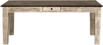 Massivmoebel24 Tavolo Da Pranzo In Legno Di Mango / Acacia 150x90x76 Bianco Cerato Castle-antik 107