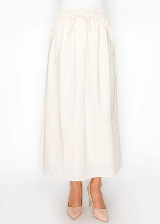 YAL New York Cream Full-Length Cotton Skirt