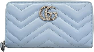Gucci Light Blue Leather Long Wallet (Bi-Fold) (Pre-Owned)