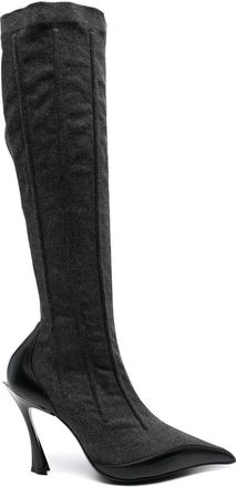 MUGLER 105mm bi-colour fang boots - Black