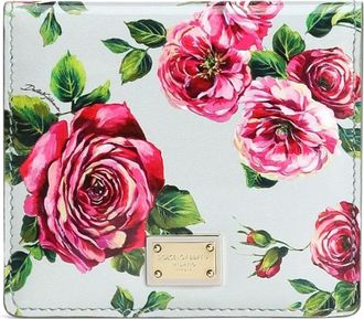 Dolce & Gabbana Portafoglio con motivo a fiori - Blu