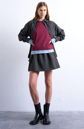 Topshop Pinstripe Low Rise Micro Miniskirt in Grey at Nordstrom Rack, Size 8 Us (Fits Like 6-8) Uk