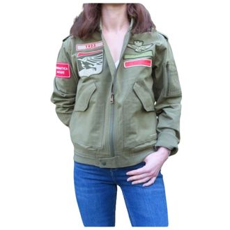 Aeronautica Geborduurde Bomberjas - Dames - Bomber jackets - Groen - M - Katoen - Jassen