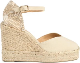 Castaner Chiarita/8Ed/001 11 cm Wedges - Dames - Sleehakken - Beige - 37 EU - Katoen - Schoenen