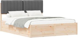 vidaXL Estructura De Cama Con Cabecera Tapizada Gris Oscuro Vidaxl