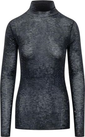 Pinko Moss Maglia Ultraf - Dames - Coltruien - Blauw - XS - Wol - Truien & Vesten