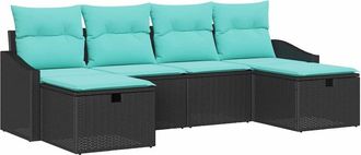 vidaXL Conjunto De Sof&aacute; De Jard&iacute;n 6 Uds. Rat&aacute;n Sint&eacute;tico Vidaxl