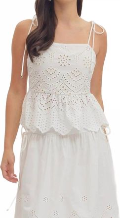 Entro Eyelet Embroidered Tank In Off White