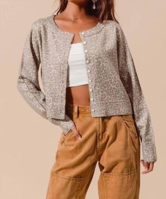 So Me Leopard Print Button Up Cardigan In Vintage Oatmeal