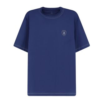 Brunello Cucinelli Tops, Heren, Blauw, S, Nylon, Comfort Nylon Crew-neck T-shirt