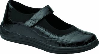 Drew Womens Rose Shoes In Black Croc Patent Leather