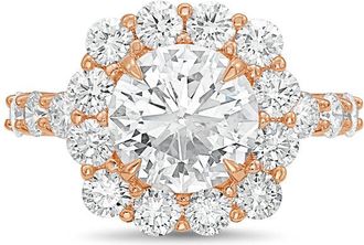 Diana M. Jewels 18kt rose gold 8.00cts Lab-Grown Round Diamond Halo Ring with Diamond Band