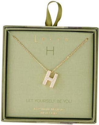 Leith Pavé Cubic Zirconia Initial Pendant Necklace in H- Clear- Gold at Nordstrom Rack