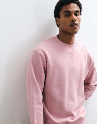 Arket maglione girocollo in cotone vestibilit&agrave; squadrata rosa polveroso