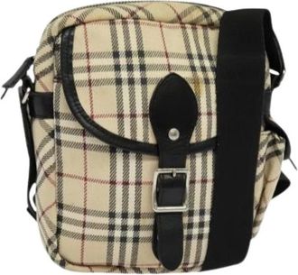 Burberry Pre-owned Cross Body Bags, female, Beige, Size: ONE SIZE Pre-owned Canvas Shoulder Bag