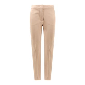 Max Mara Beige Broek met Rechte Pijpen en Elastische Taille - Dames - Slim Fit Broeken - Beige - 2XL - Broeken