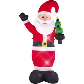 Beliani Beliani - Decoraci&oacute;n Figura De Navidad Led Rojo Pap&aacute; Noel Auto Inflable Exteriores Ivalo