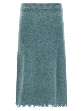 Jil Sander Brushed Shetland Wool Knit Skirt - teal