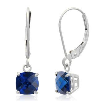MAX + STONE Solid 10K Yellow, White or Rose Gold 6mm Cushion Cut Gemstone Dangle Earrings