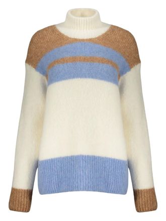 Herno striped high-neck sweater - women - Alpaca Wool/Polyamide/Elastane/Cotton/Viscose - 48 - White