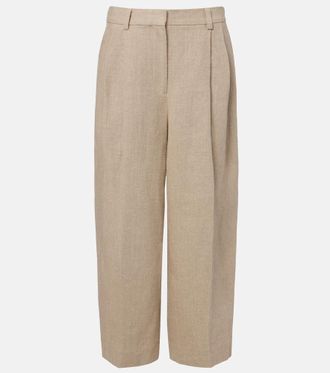 Toteme Cropped linen wide-leg pants