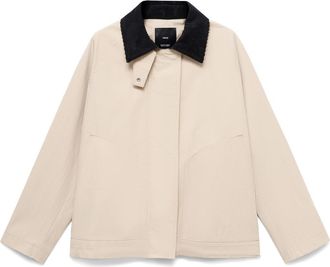 Mango Corduroy Collar Jacket in Light/Pastel Grey at Nordstrom, Size X-Small