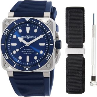 Bell & Ross Diver Automatic Blue Dial Mens Watch BR03A-D-BLU-ST/SRB