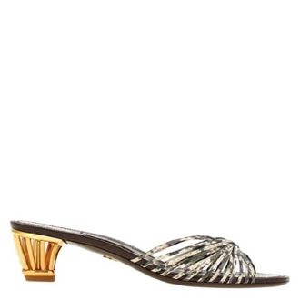 Ferragamo Aryana Cage Heel Leather Sandals, Size 7 C