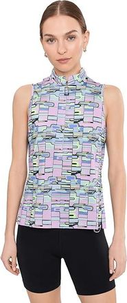 Jamie Sadock Geometric Blur Print Sleeveess Top Womens Clothing Purple : SM, Polyester/Spandex