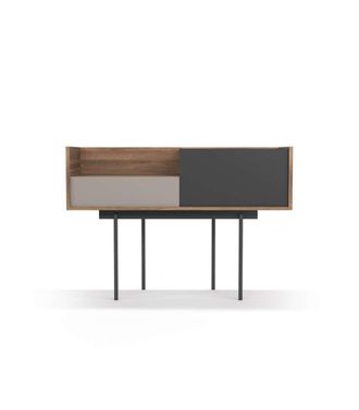 HERDASA Herdasa - Recibidor Modelo 673 Acabado Nogal Combinado Con Arena Y Grafito, 84cm(alto) 122cm(ancho) 42cm(prof.)