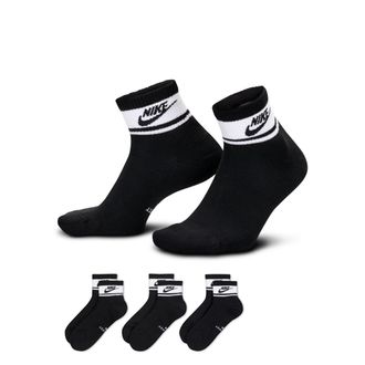 Nike Unisex Everyday Elevated Ankle Socks (3 Pairs) in Black | IM7950-902