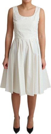 Dolce & Gabbana Womens Aline Mini Dress Sleeveless Polka Dot - Ivory Cotton - Size EU 40 (Womens)