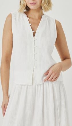 Splendid Ava Cotton Gauze Button-Up Tank in White at Nordstrom, Size X-Large