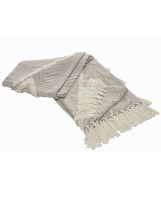 LR Home Lr Home Tufted Geometric Beige And Cream Throw Blanket With Fringe