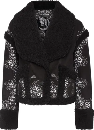 Philipp Plein Shearling Coat Paisley Bandana