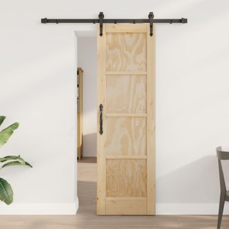 Berkfield Home Sliding Door with Hardware Set ORKDALSolid Wood Pine in Beige