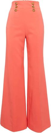Elisabetta Franchi Flared broek met knoop - Roze