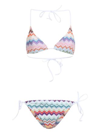 Missoni chevron-pattern bikini - women - Viscose/Metallised Fibres - 44 - White