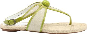 Moschino Pre-owned Womens Thong Sandals in Beige Canvas - Size EU 37