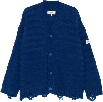 Maison Margiela Distressed Horizontal-stripe Cardigan