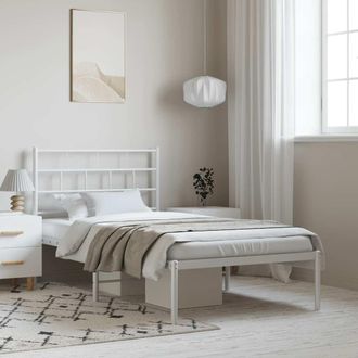 vidaXL Estructura Cama Sin Colch&oacute;n Con Cabecero Metal Blanco 100x190cm Vidaxl