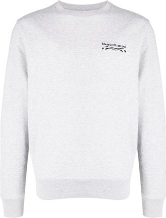 Maison Kitsuné logo-embroidered cotton sweatshirt - men - Cotton - S - Grey