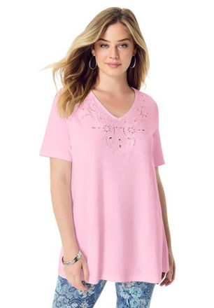 Roaman's Eyelet Swing Tee in Primrose at Nordstrom, Size 20