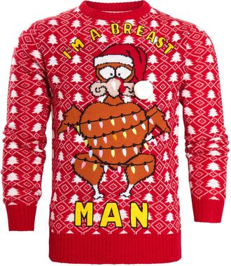SS7 New Mens Christmas Jumper Red Turkey, Sizes S M L XL (XL, Breast Man Red)
