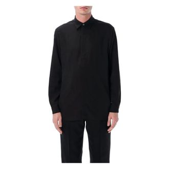 Lardini Casual Shirts, male, Black, Size: 2XL Oversized Linen & Lyocell Shirt