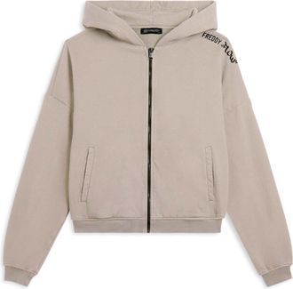 Freddy Felpa oversize cropped con zip e stampa Flow