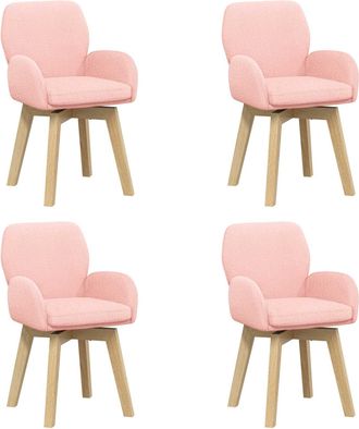 vidaXL Sillas De Comedor Giratorias 4 Uds. Boucl&eacute; Rosa 54 X 58 X 87 Cm Vidaxl