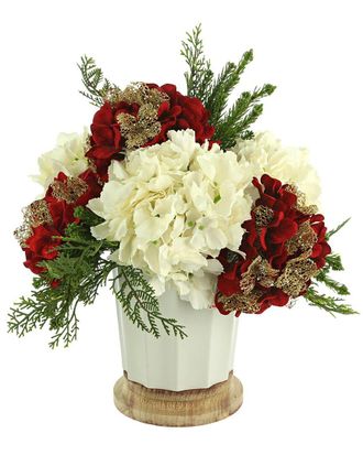 Creative Displays Inc. Holiday Arrangement With Red Hydrangeas & Evergreen